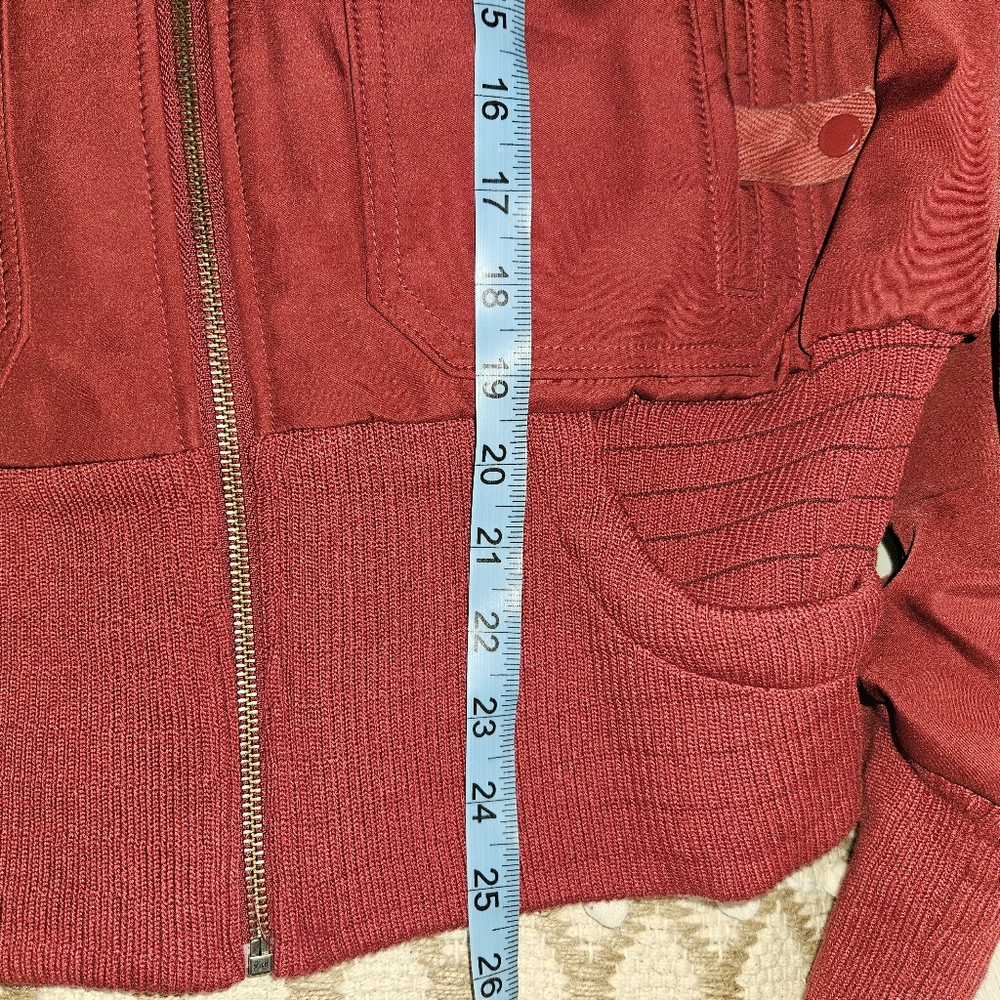 Alpha Industries Coat Jacket Maroon Red Women Large Outerwear Winter Mid Crop - Picture 12 of 14